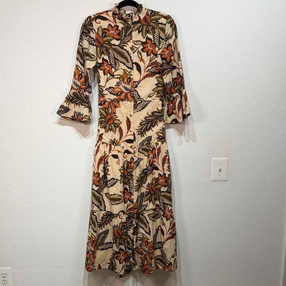 Jude Connolly Roxie Floral Button-Front Midi Dress in size XS with gold buttons - Picture 3 of 11